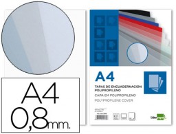 CJ50 tapas encuadernación Liderpapel PP A4 0,8mm.transparente